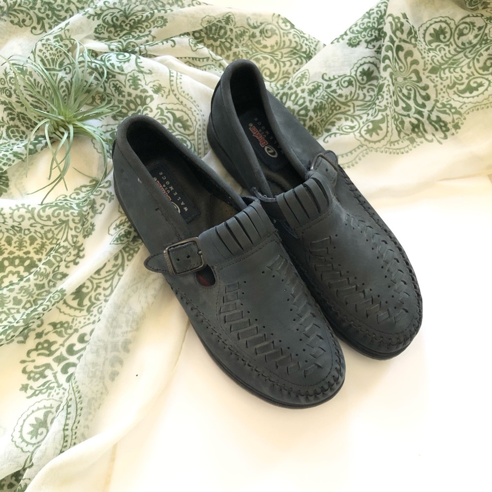 Vintage Dexter Moccasins Woven Leather Blue 7 1/2